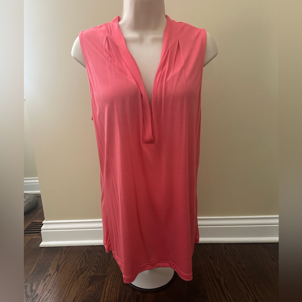 VENUS Pink Relaxed Front Top with Plunging Neckline Size L